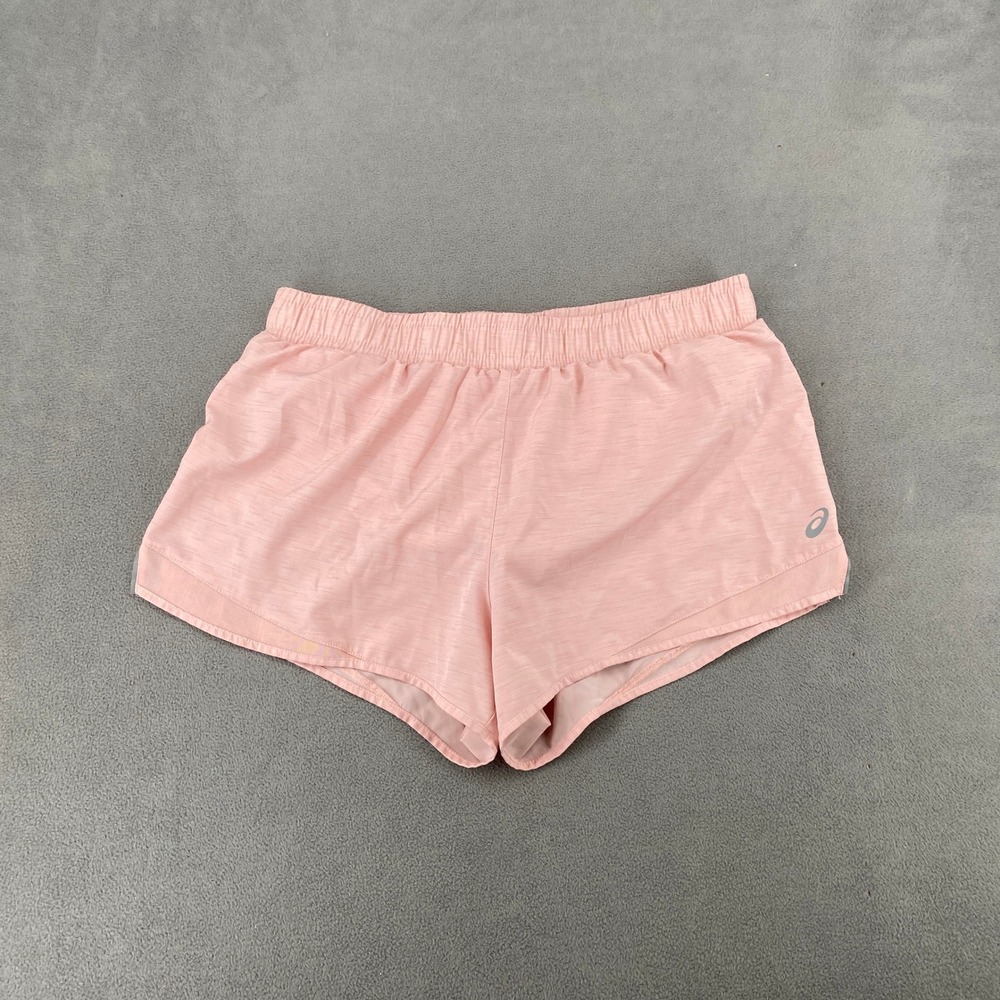 Asics Womens Running Shorts Pink Heathered Mesh Inset Activewear Size Large 7411